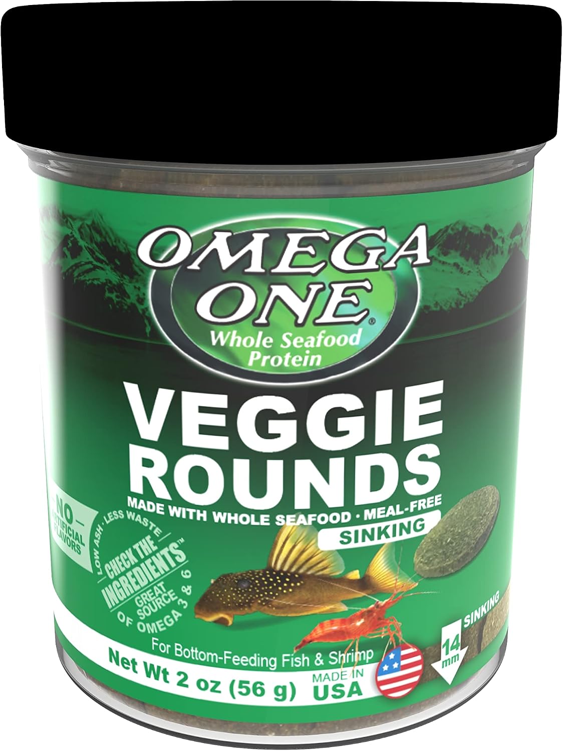 Omega One Veggie Rounds, 14mm Rounds, Sinking, 2 oz Container