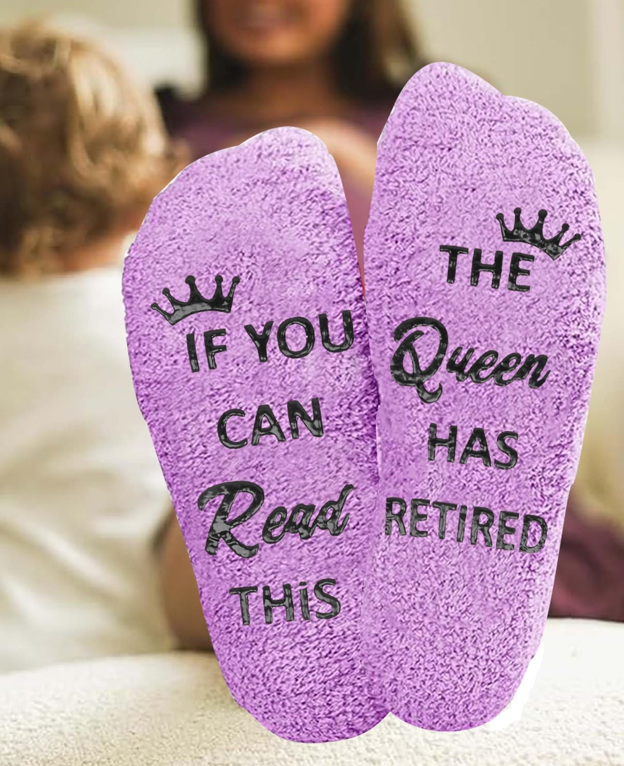 Retirement Socks for Women, Unique Retirement Gift Idea for Woman, Retired Funny Socks Retired Queen Gifts Purple - Image 2