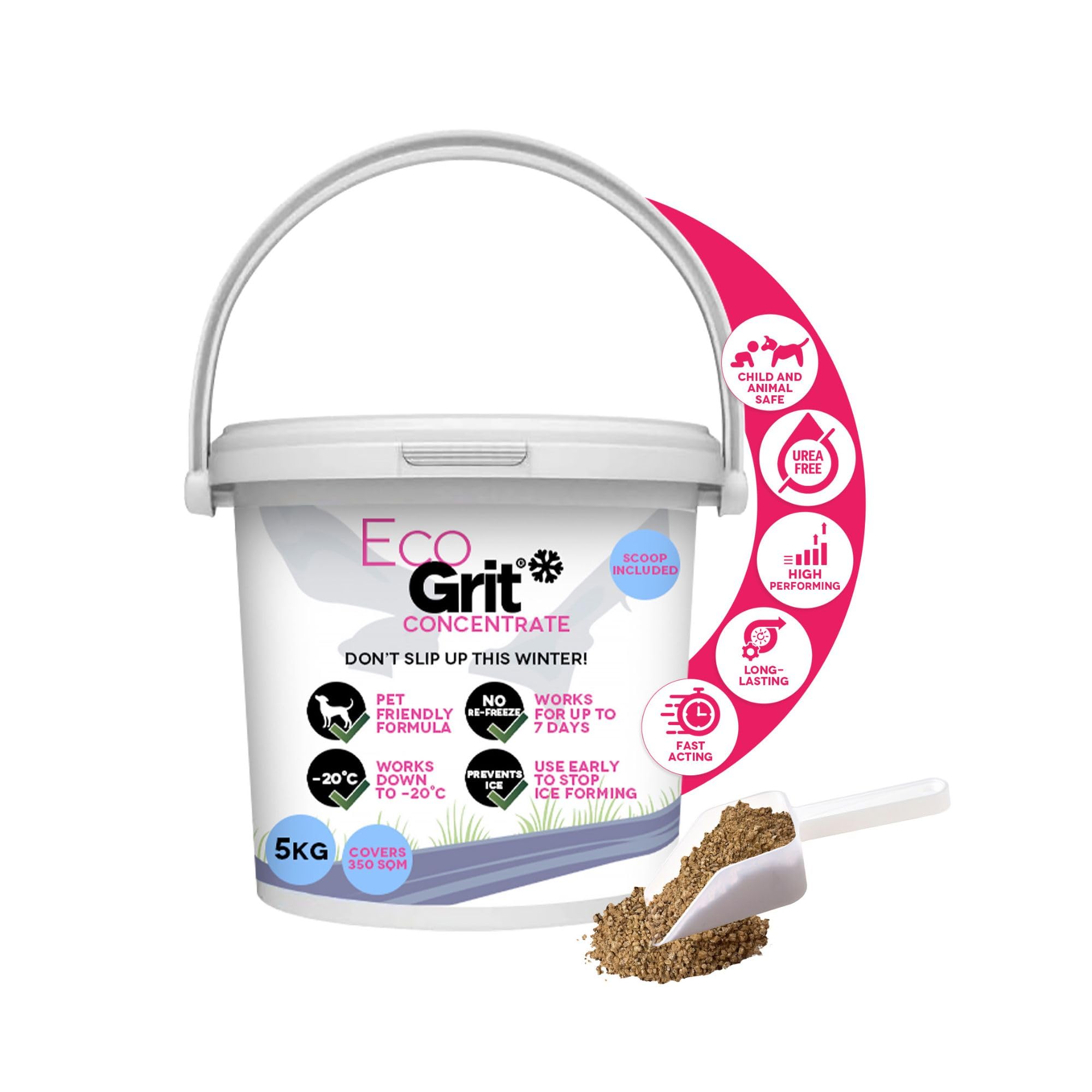 Ice Melt Salt for Snow Grit De Icing Rock Salt Road Alternative (5kg Tub) UK Made - Pet Friendly Road Grit, No Urea De Icing Driveway, Snow Removal, Car Parks, Stables Quick Ice Melt