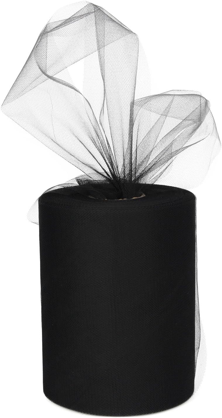 Black Tulle Roll Spool 6 Inch x 100 Yards for Tulle Decoration
