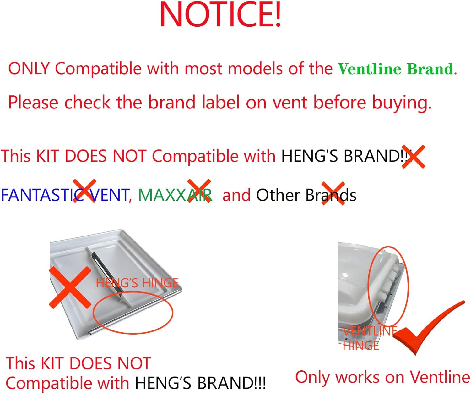O-N-L-Y Compatible with Ventline, NOT HEGN'S, RV Roof Vent Motor Upgrade Kit