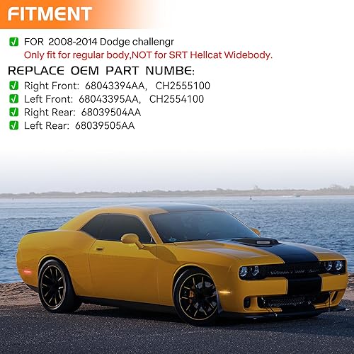 Miniatura 6 de Lentes ahumadas ámbar rojo LED luces de marcador lateral para Dodge Challenger 2008 2009 2010 2011 2012 2013 2014, Challenger delantero trasero