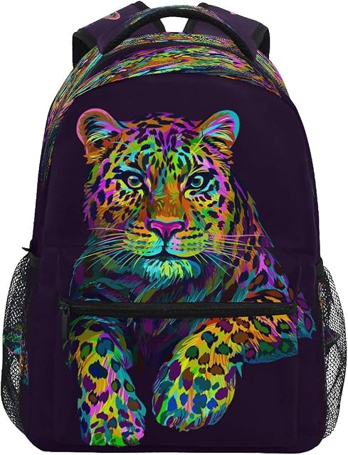 funnyy Leopard Jaguar Animals Laptop Backpack College School Bag Casual Travel Daypack Rucksack Kids Bookbag Waterproof Computer Bag Schoolbag for Teen Girls Women Men Business Work
