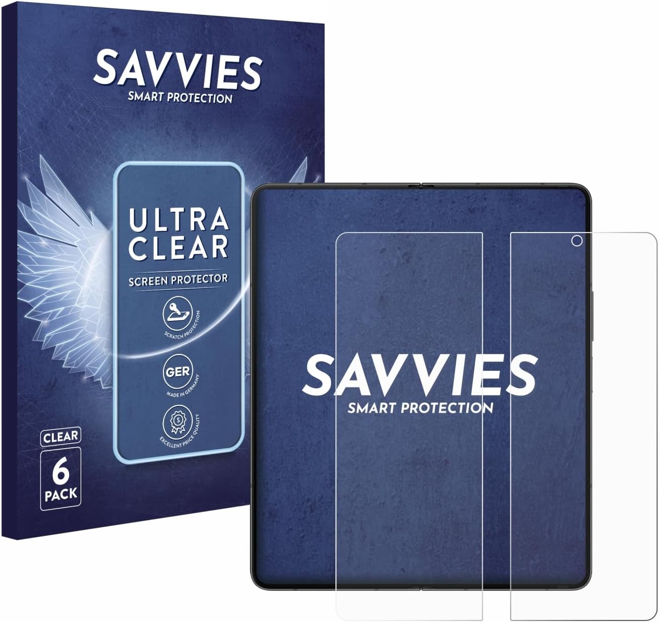 savvies Screen Protector compatible with Samsung Galaxy Z Fold 5 (Inner display) Protection Film Clear 6-Pack