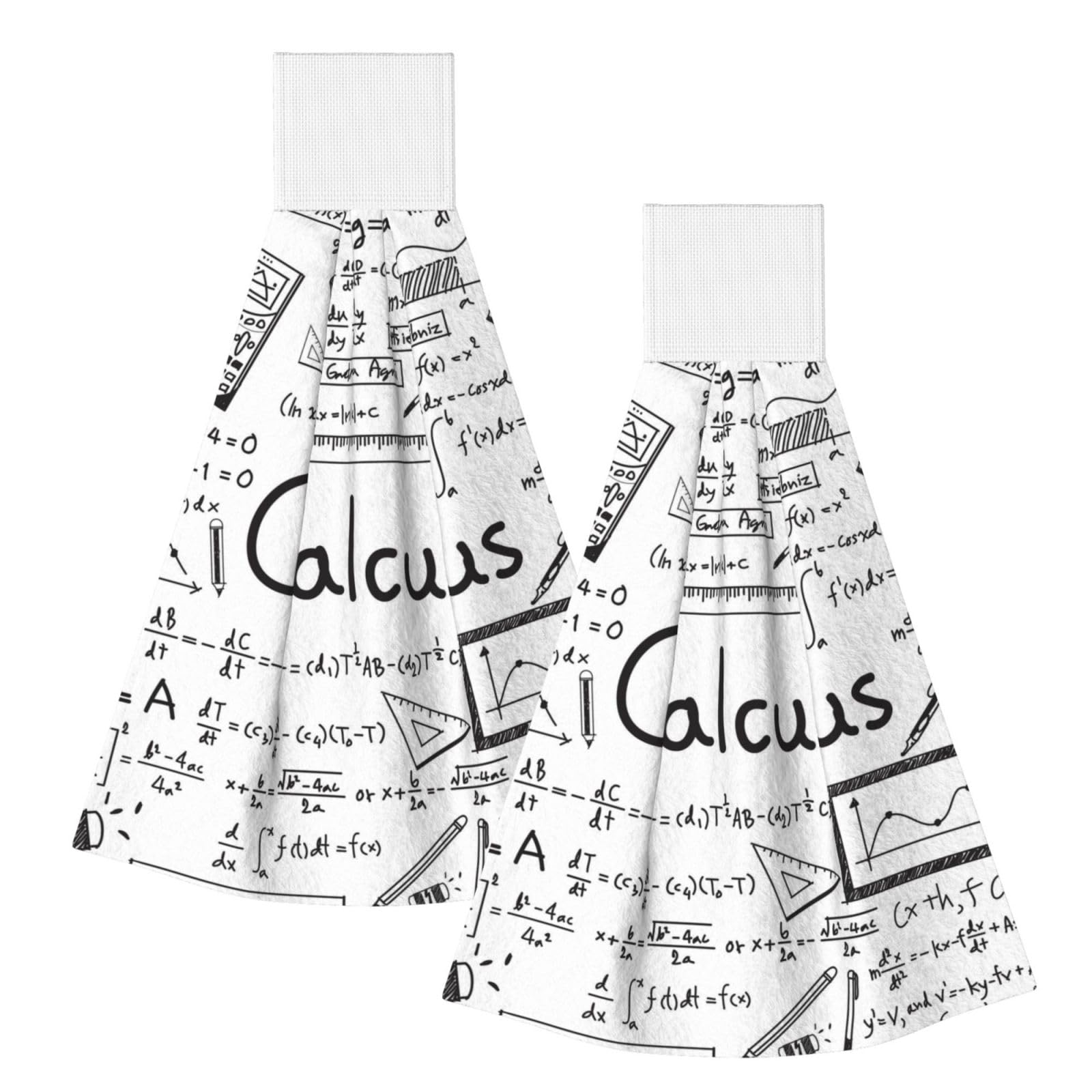 DOPKLNA Math Geometry Geek Calculus, 2 Pcs Hanging Coral Fiber Hand Towels for Bathroom, Absorbent Kitchen Towels