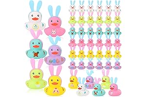 ShinyRelief Easter Ducky Bunny Set: 100 Rubber Duck, Bunny, Chicken, Carrot, Egg Toys