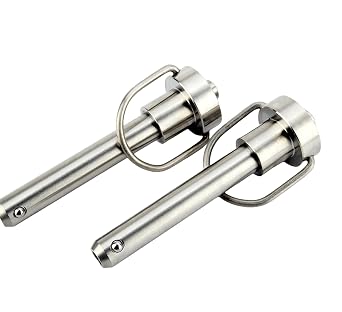 1 Pc Stainless Steel Ring Handle Locking Pin Ball Lock pins Quick Release pin with Button Locating pins Safety pins Dowels w/ Reinforced Lanyard (Dia.:1/2, 1-1/2in)