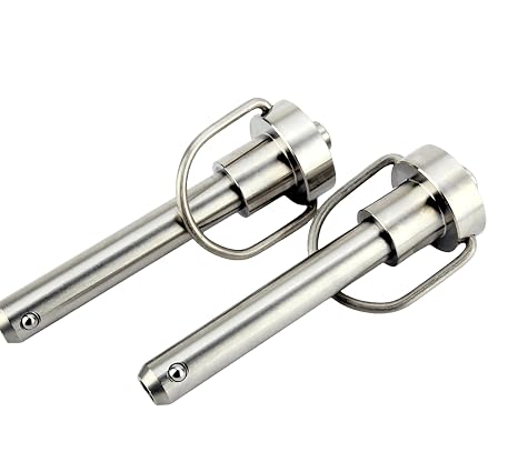 1 Pc Stainless Steel Ring Handle Locking Pin Ball Lock pins Quick Release pin with Button Locating pins Safety pins Dowels w/ Reinforced Lanyard (Dia.:1/2, 1-1/2in)