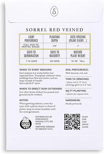 Miniatura 2 de Sereniseed Semillas de acedera veteadas rojas orgánicas certificadas, sin OMG, reliquia, video de inicio de semillas, semillas para siembra en