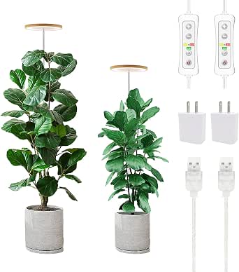 Yadoker Plant Grow Light, Full Spectrum LED for Indoor Plants, Height Adjustable with Timer