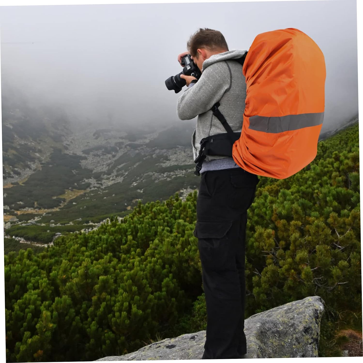 balacoo Orange Rainproof Back Cover Reflective Tape Bag Cover t Inner Coated Silver Back Cover for Hiking