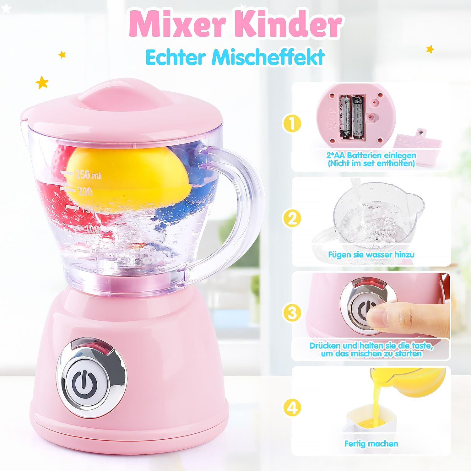 PLAY 4in1 Kinderküchenset mit Kaffeemaschine Mixer Toaster ab 3 Jahren