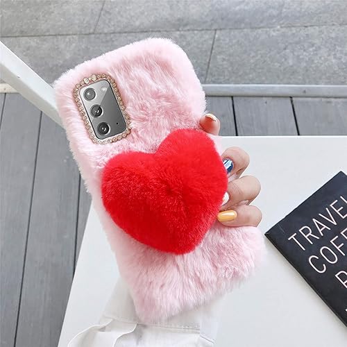 Miniatura 9 de Jorisa Bonita funda de felpa para Samsung Galaxy A52 5G, diseño de corazón de amor en 3D, suave, esponjosa, cálida para invierno, para niñas y