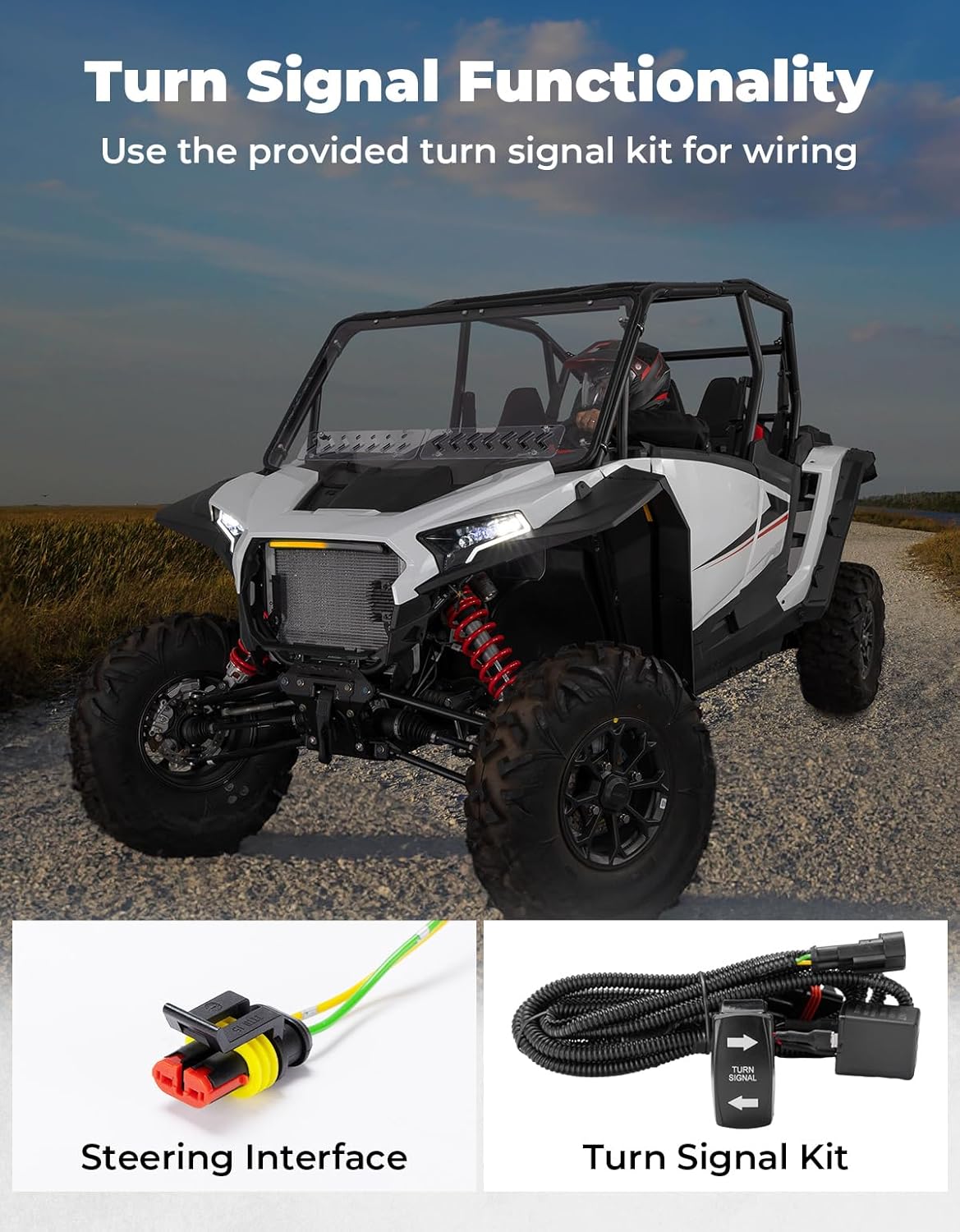 KEMIMOTO 2024+ XP 1000 Front Light APP Control, Compatible with 2024+ Polaris RZR XP 1000 / RZR XP 4 1000, Front Accent RGB Chasing Color Light with Turn Signal Kit #2415449