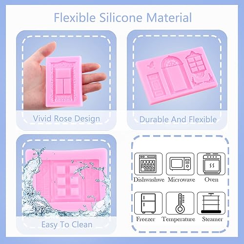 Miniatura 10 de Mujiang Juego de 3 moldes de silicona con textura de piedra de hada, gnomo, jardín, piedra, camino de piedra, para manualidades, arcilla polimérica,
