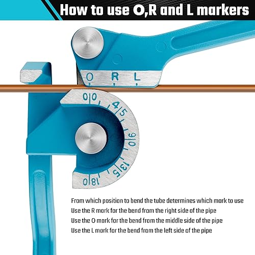 Miniatura 6 de DURATECH Dobladora de tubos de 180 grados, dobladora de tubos, dobladora de tubos 3 en 1, 14 ", 516 ", 38 ", para tubos de cobre, latón, aluminio y
