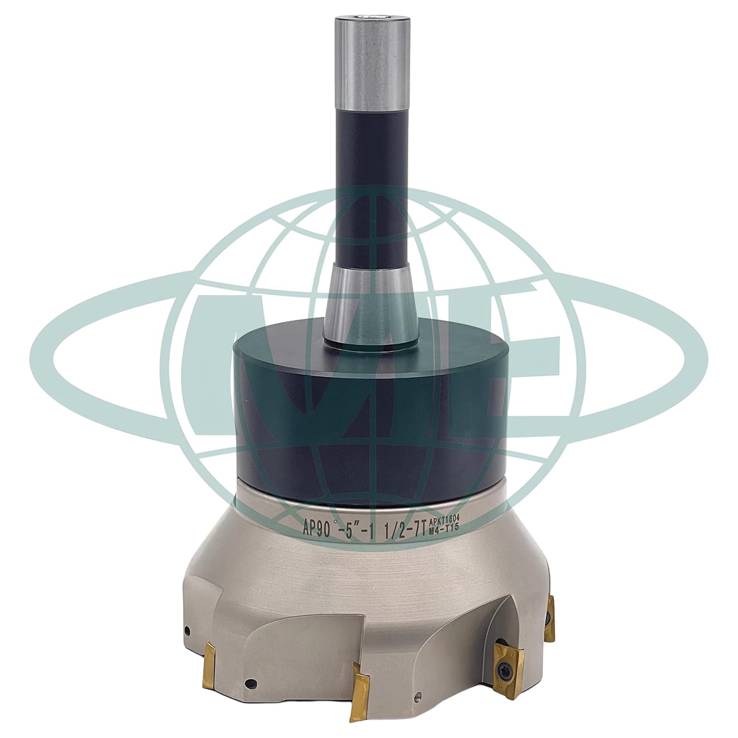 CME 5" 90° Indexable Face Mill w/ R8 Arbor, APKT1604 Inserts Included, 7 Flutes