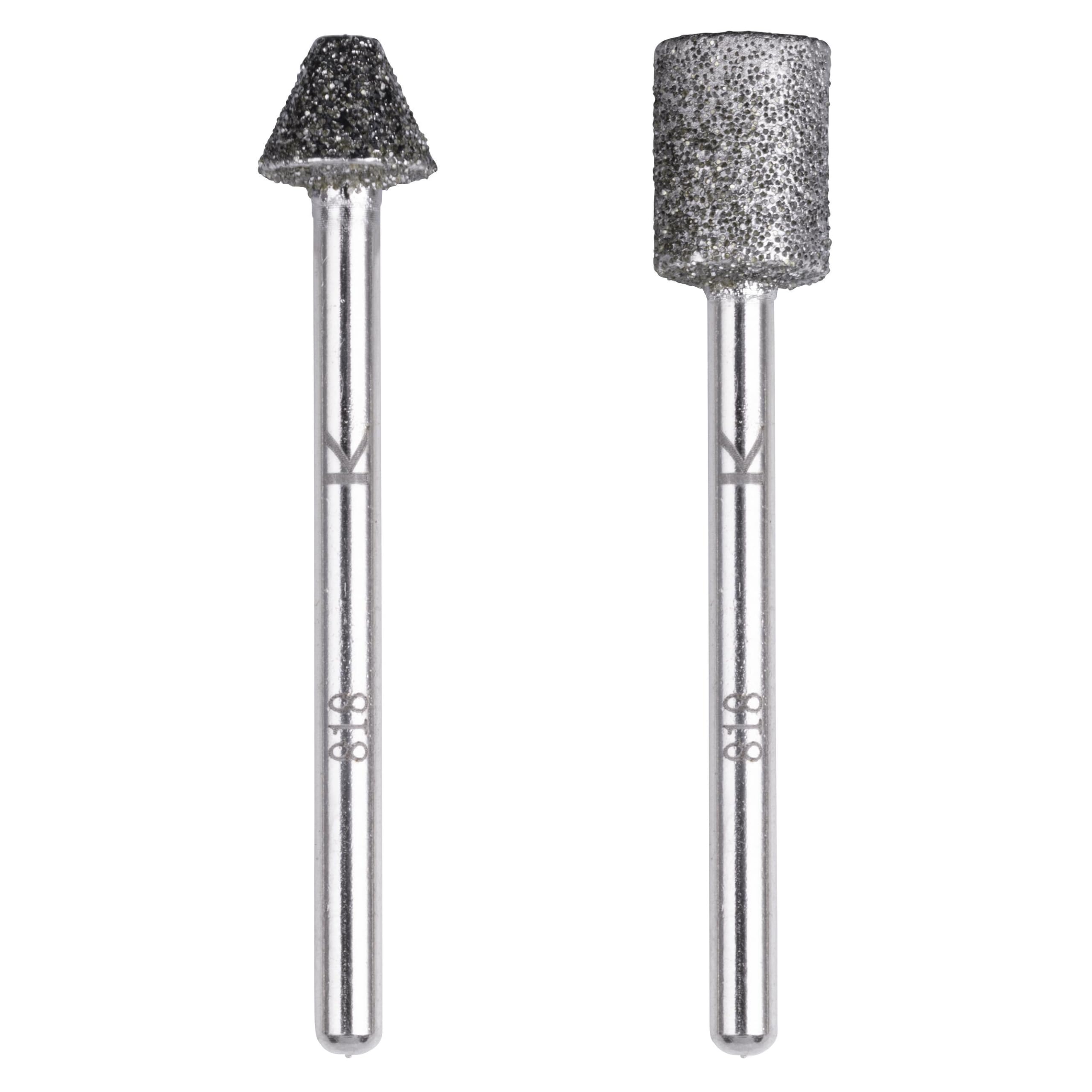 wolfcraft Diamantschleifstift-Set, 2-tlg. (Ø8 mm Zylinder; Ø3–8 mm Spitzkegelförmig) – I 5989000