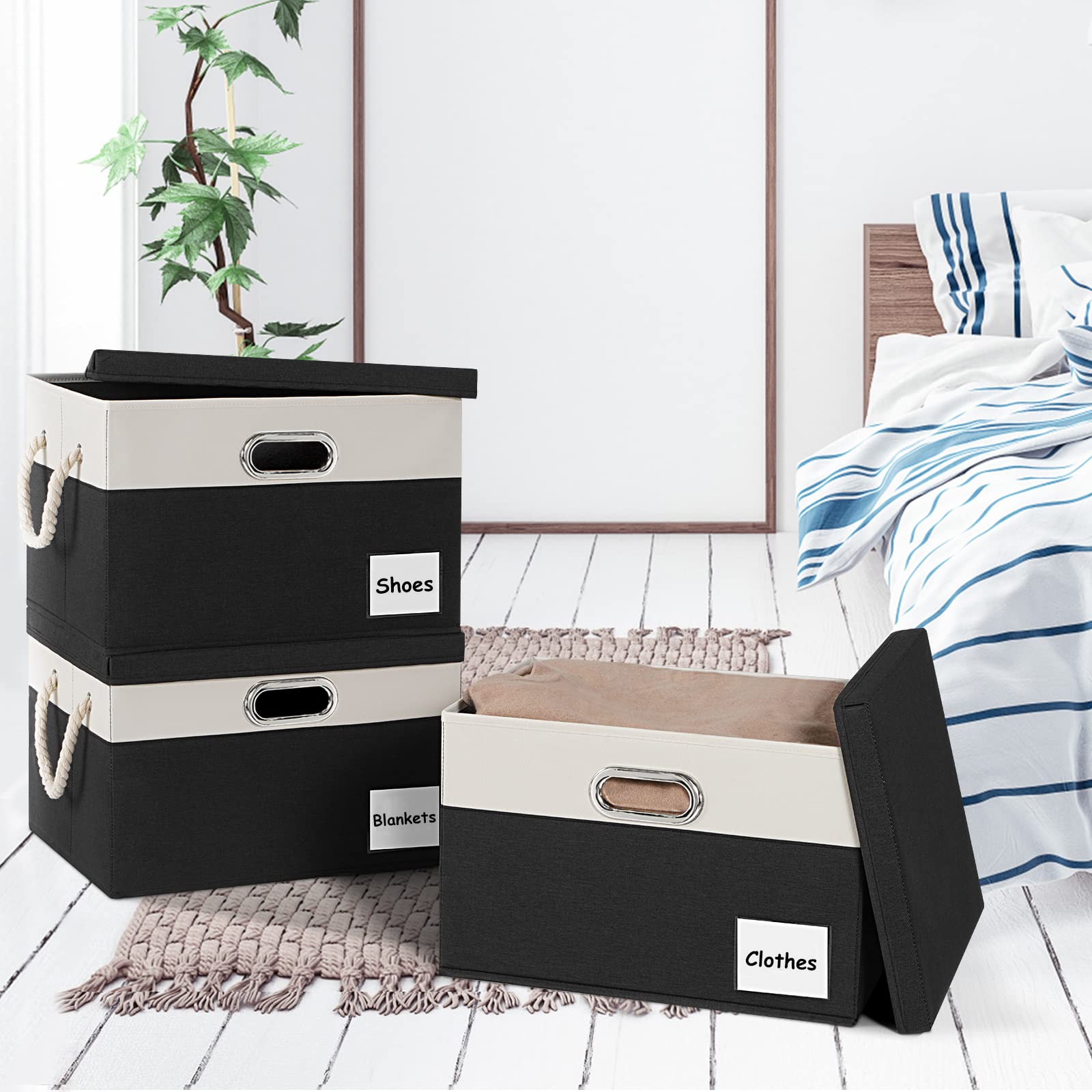 LHZK 収納ボックス 蓋付き 幅40×奥行30×高さ26cm 3点セット 折り Amazon｜LHZK 収納ボックス 蓋付き 幅40×奥行30×高さ26cm 3点セット