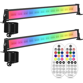 Linke 42 W LED Wall Washer with Remote Control RGB LED Spotlight 10 Colours 30 Modes IP66 Waterproof Party Light Bar with Timer Memory Function for Outdoor Indoor Garden DJ Home Festival Decoration [Energy Class G]