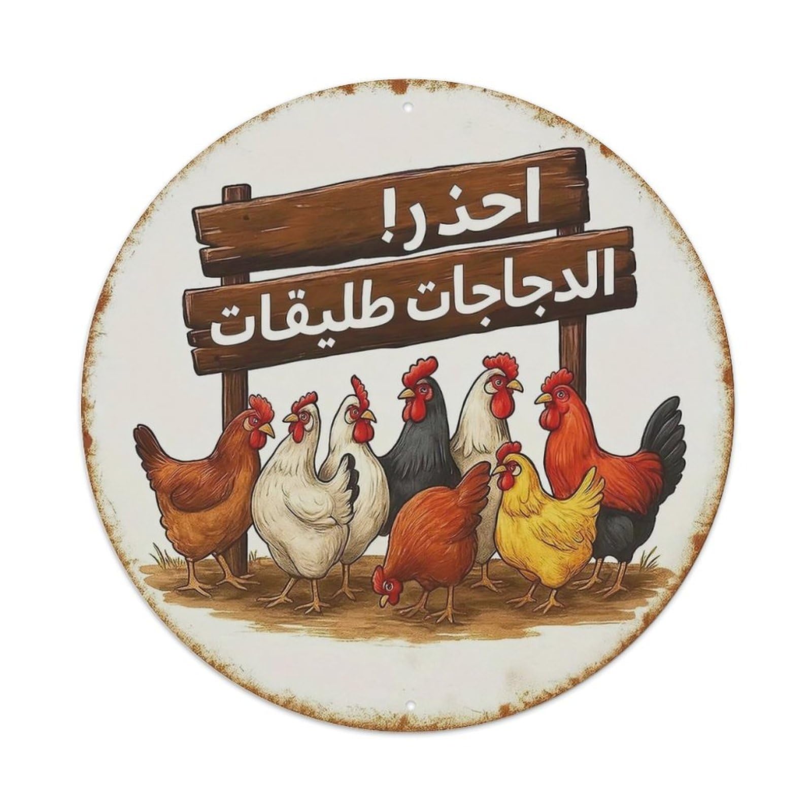 Chicken Warning Sign Farm Art Metal Tin Sign