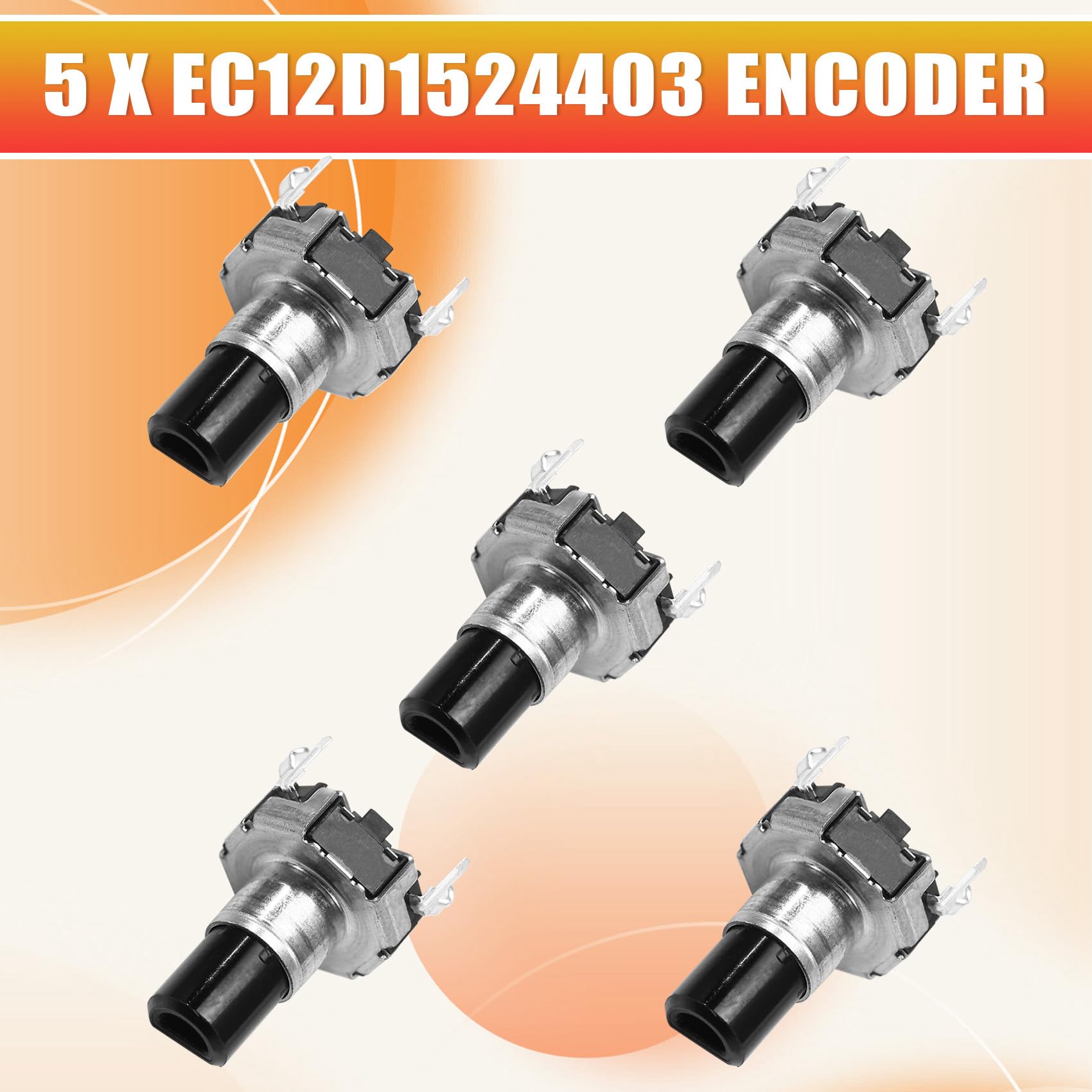 5 Pièces EC12D1524403 Encodeur de Volume CD de Navigation de Voiture avec Interrupteur à Bouton-Poussoir EC12 Type Rond 30 Positions 15 Impulsions