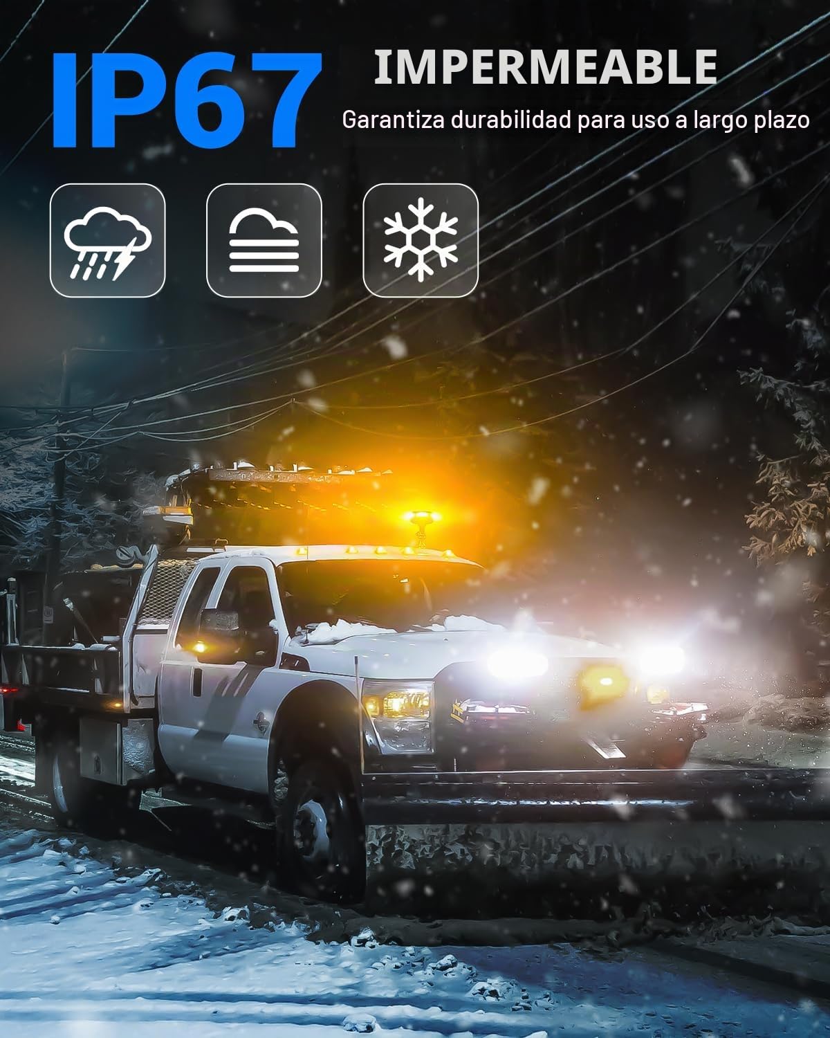 SUPAREE Rotativo Luz LED de Advertencia Rotativo LED Emergencia Rotativo Tractor 12V 24V Ámbar E9 6 Modos de Flash IP67 Impermeable para Camion Vehículo Remolque