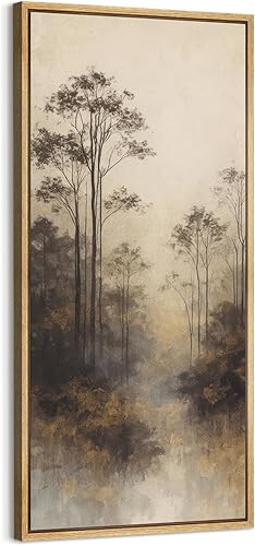 Miniatura 70 de MUDECOR Lienzo enmarcado extra grande para pared, tonos neutros suaves, naturaleza, vida silvestre, antiguo, retro, bellas ilustraciones,