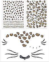 3 Pcs Leopard Embossed Foil Tattoo Stickers, Face Tattoo Stickers, Leopard Nail Art Stickers, Leopard Design Makeup Stickers for