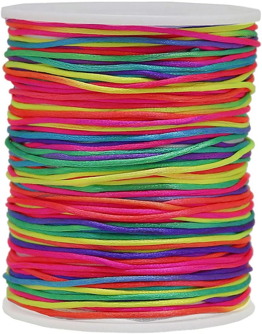 Satin Nylon Trim Cord, 263Feet 1.5mm Rattail Beading String Cord for Arts and Crafts, Macrame Bracelets, Necklaces,DIY, Jewelry Making(Brown)
