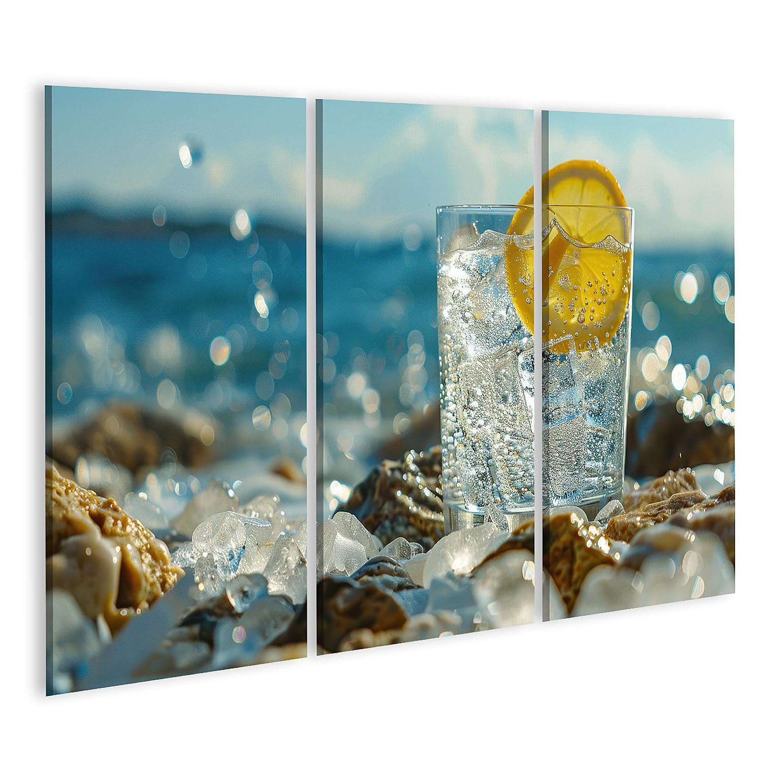 Toile boisson fraîche et glace sur la plage déco pour café glacé