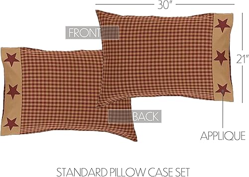 Miniatura 2 de VHC Brands Ninepatch Star - Juego de 2 fundas de almohada estándar con borde de apliques, 21 x 30 pulgadas, accesorios de ropa de cama campestre,