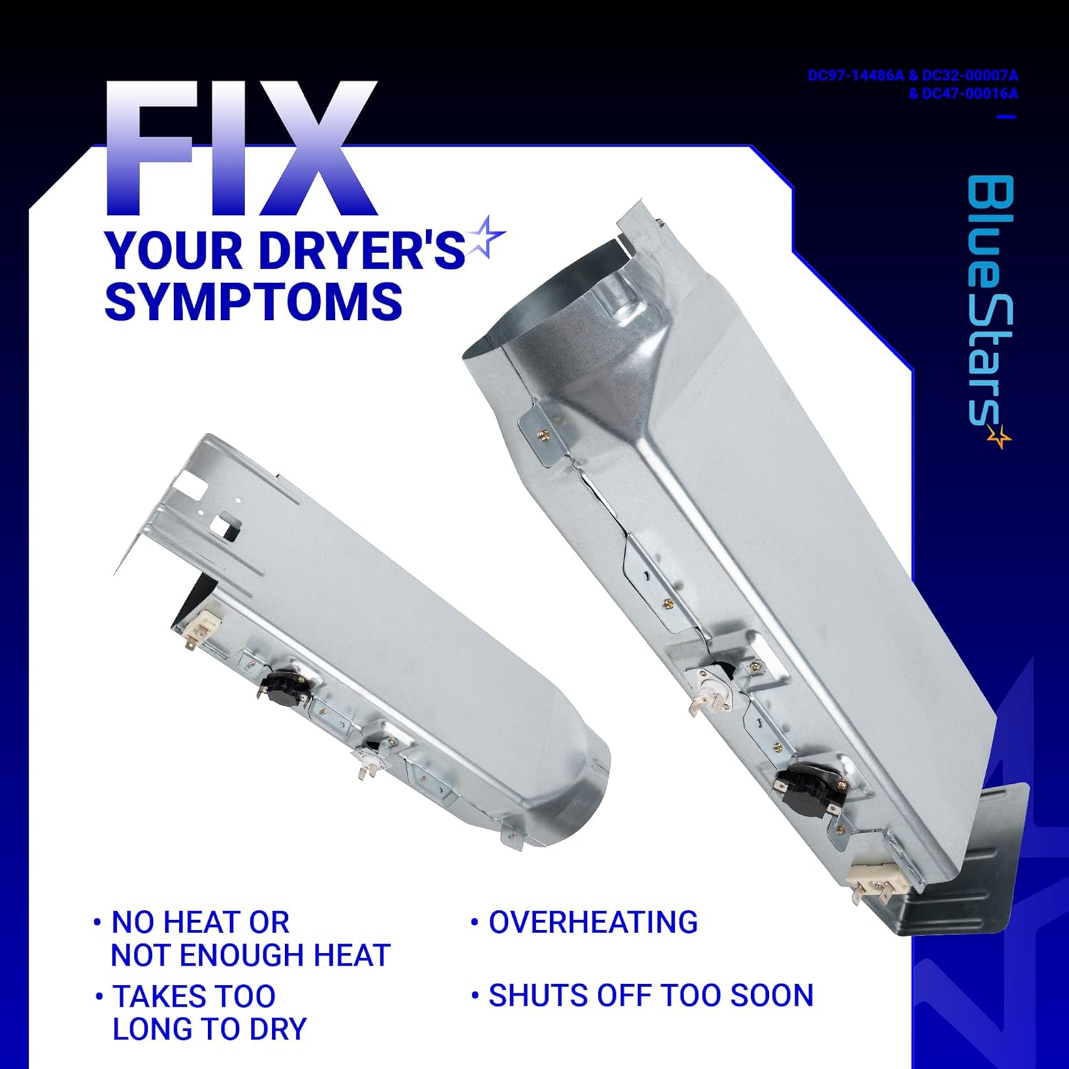 [Upgraded] DC97-14486A Dryer Heating Element Kit For DV42H5000EW/A3 DV45H7000EW/A2 DV40J3000EW/A2 DVE50R5400V/A3 DVE50R5200W/A3 DVE50M7450W/A3 DV42H5200EP/A3 DV42H5200EW/A3 DV48H7400EW/A2