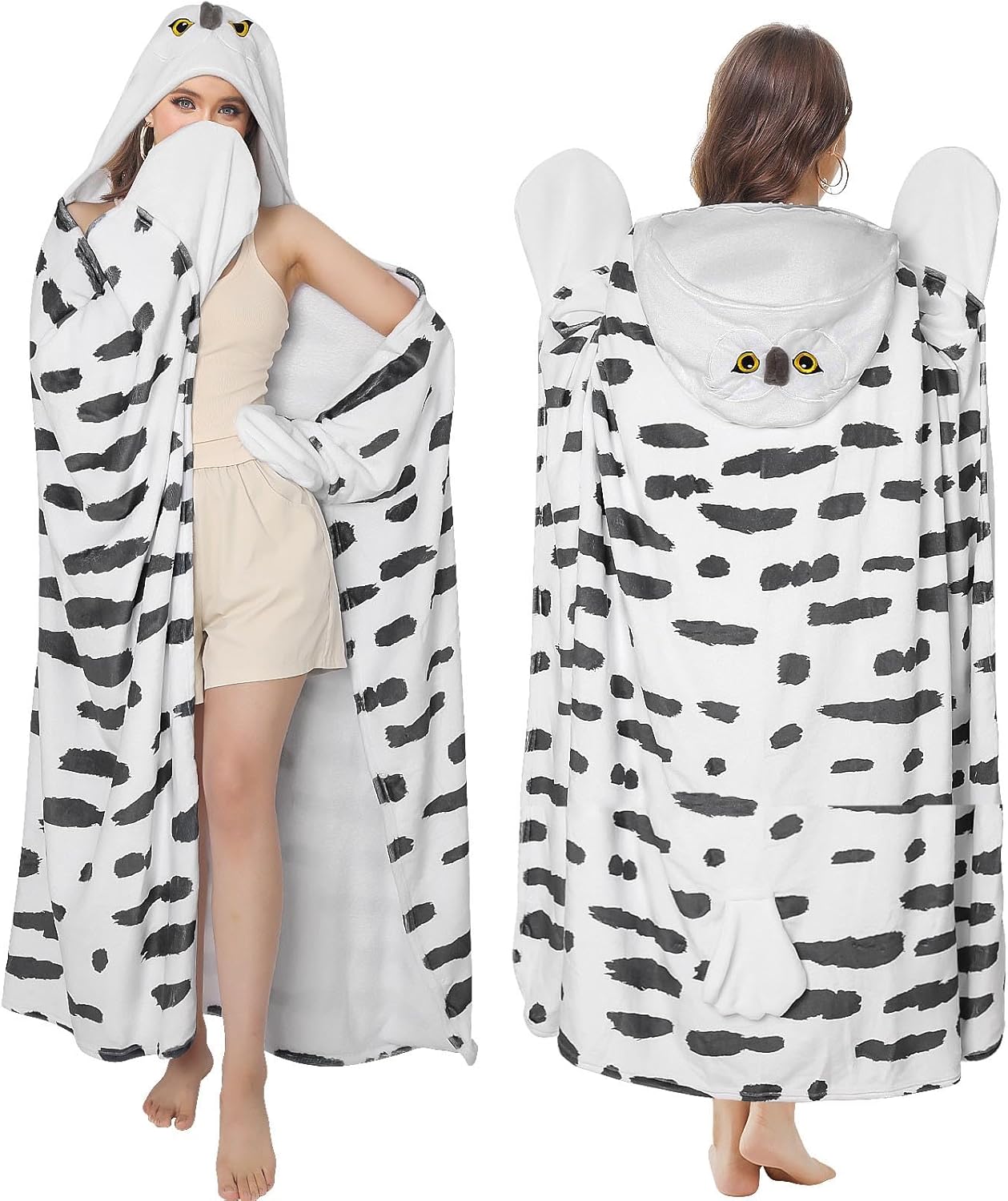 Oversized Blanket Hoodie for Women, Snowy Owl Wearable Blanket Owl Gifts for Birthday - Image 2