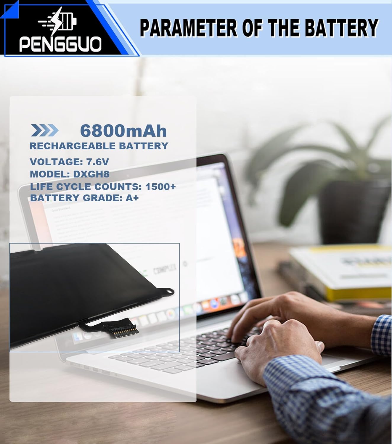 52Wh Dell XPS 9370 Battery DXGH8 for Dell XPS 13 9380 2019 Inspiron 13 7390 7391 5390 5391 Inspiron 14 7490 Latitude 3301 Vostro 5390 5391 Replacement Battery 0H754V G8VCF6C HK6N5 P113G001 P82G001