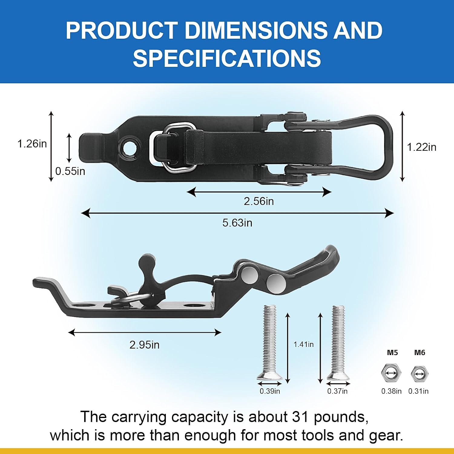2-Piece Shovel Mount for Roof Rack , Quick Fist Mount Clamps, Quick-Release Punch Clamps for Installation, Truck Metal Rubber Clamp Frame, Axle Support, and Black Off-Road Accessories (Black)