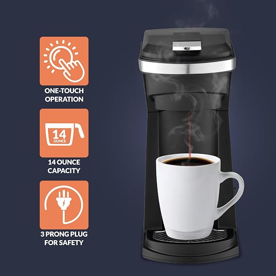 Newhouse Single Serve Coffee Maker compatible with K-cups Water Reservoir, Versatile Ground Coffee & K-Cup Compatibility, Adjustable Tray for Travel Mugs
