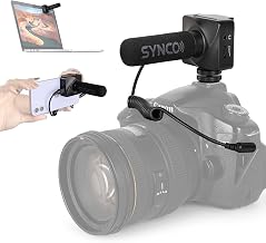 SYNCO Micrófono de cámara para smartphone, DSLR, 3,5 mm TRS/TRRS, control de ganancia, 75/150 Hz, corte bajo, audiovigilancia, placa magnética para teléfono móvil, cámara, Canon, Nikon, Sony