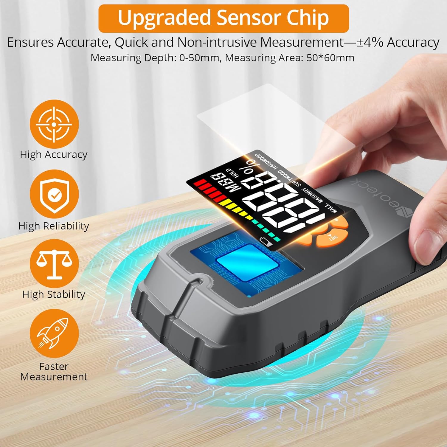 Neoteck Professional Measurement Kit: 12 inch Stainless Steel Digital Angle Finder Protractor Ruler & Pinless Moisture Meter Non-Destructive Detector with LCD Display and Sound Alarm for Wood, Wall