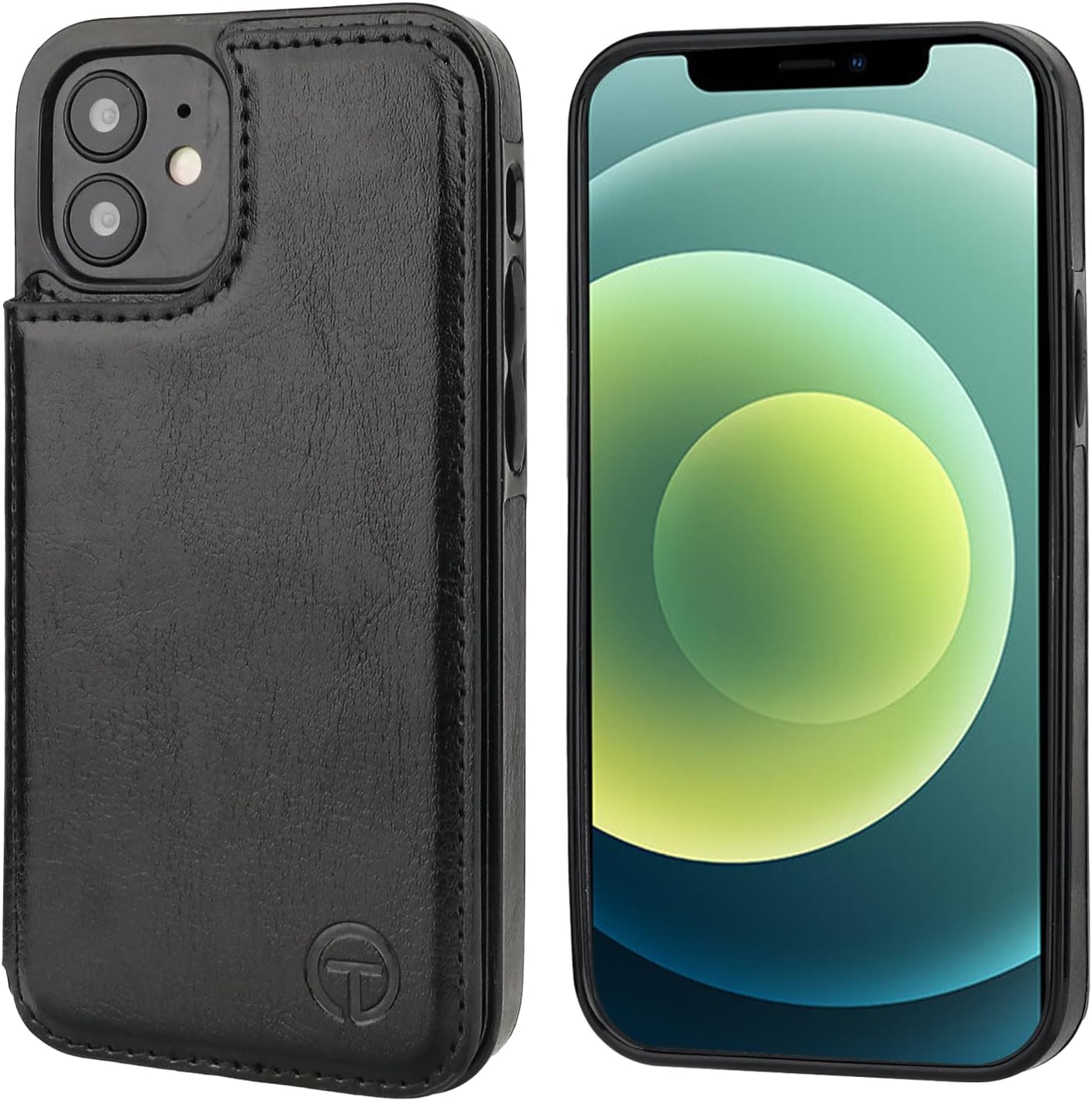 ONETOP Compatible with Magsafe for iPhone 12 Mini Wallet Case with Card Holder, PU Leather Kickstand RFID Blocking Case, Double Magnetic Clasp and Durable Shockproof Cover 5.4 Inch (Black) - Image 3