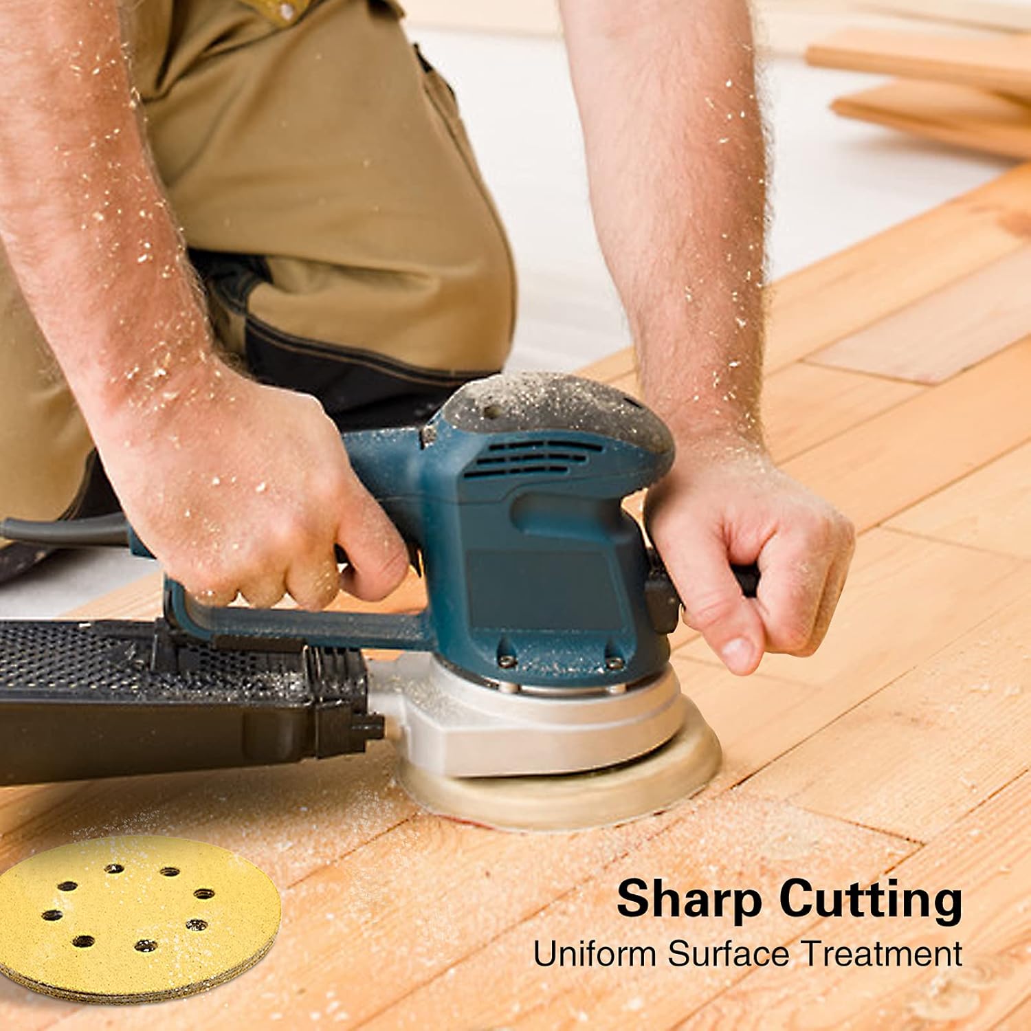 5 Inch 8 Hole Hook and Loop Sanding Discs, 50PCS Gold Orbital Sander Sandpaper with 60 80 120 220 320 Grit, Sharp Cutting and More Durable: Tools & Home Improvement