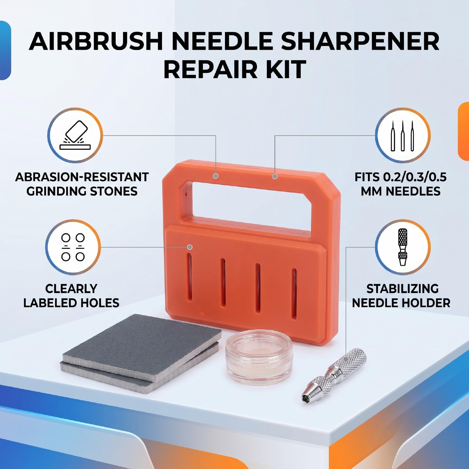 Matybobe Reparaturwerkzeug für Spritzpistolennadeln. Effiziente Wartung für Künstler, Kompatibel mit 0,2 Mm, 0,3 Mm und,5 Nadeln