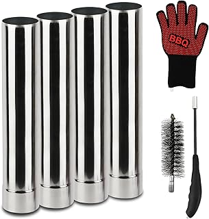KOMCLUB Stove Pipe Stainless Steel Flue Chimney Extension Stove Pipe 4 pcs Straight Chimney Tube Set for Wood Stoves, Fireplaces, Furnaces, Boilers, Stoves, Ranges, Water Heaters 2.36" x 45.47"