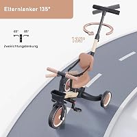 Tricicletă pentru copii 5 în 1 newyoo cu mâner de împins, bicicletă cu trei roți pentru fetițe și băieței, cadou de ziua de naștere 5