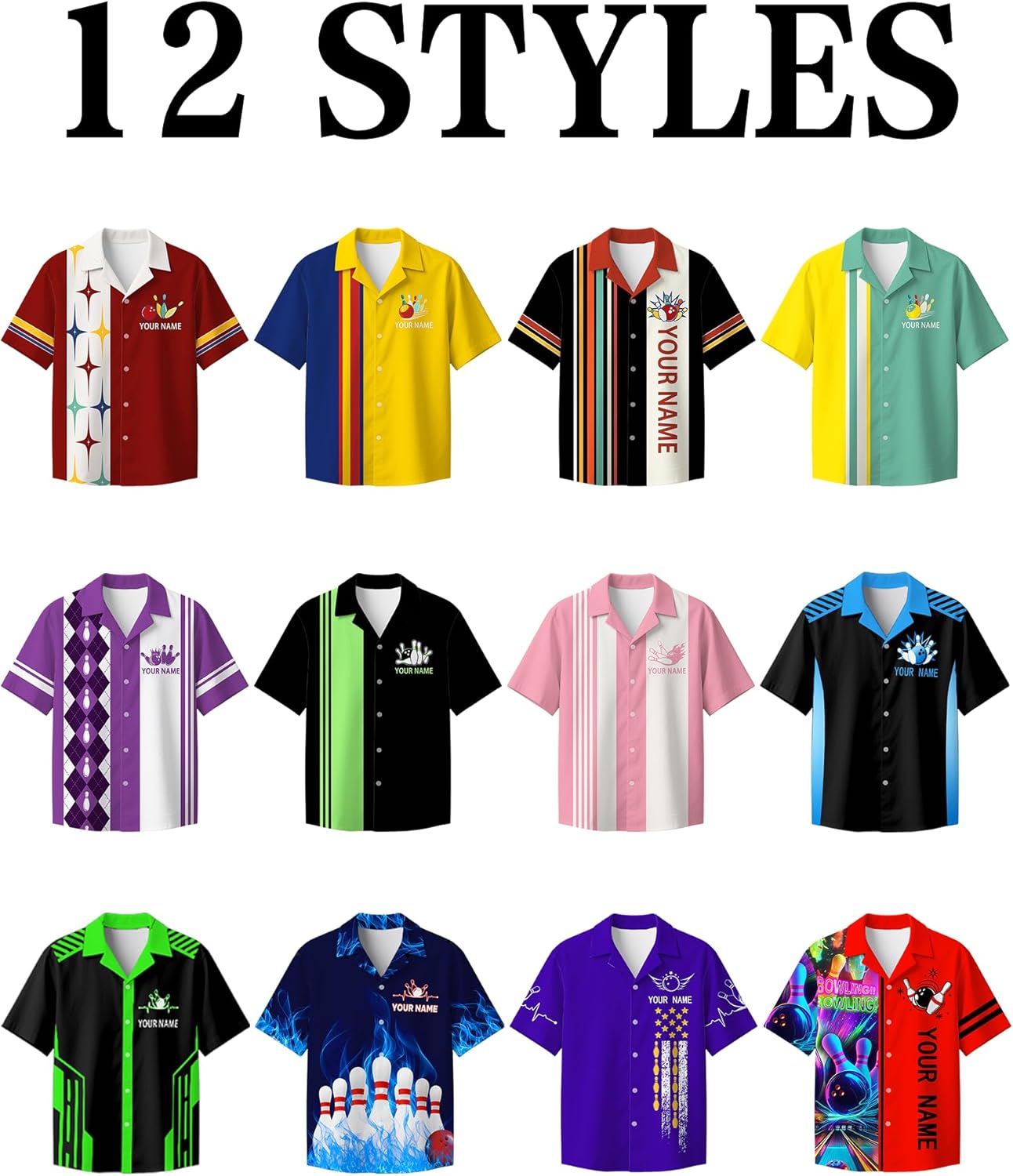 Custom Retro Button-Up Bowling Shirts for Men Women Personalized Team Name & Contrast Design Vintage Style for Bowling Teams - Image 3