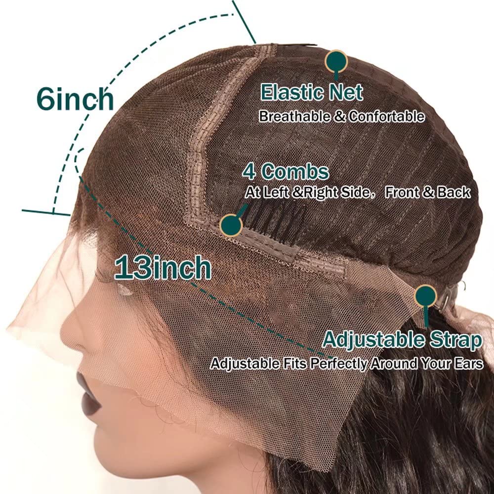 #4 Brown Color Human Hair Wigs Pre Plucked With Baby Hair Body Wave Lace Front Wigs 13x6 HD Transparent Lace Brazilian Virgin Hair Natural Hairline Wig Bleached Knots 150% Density 18Inch