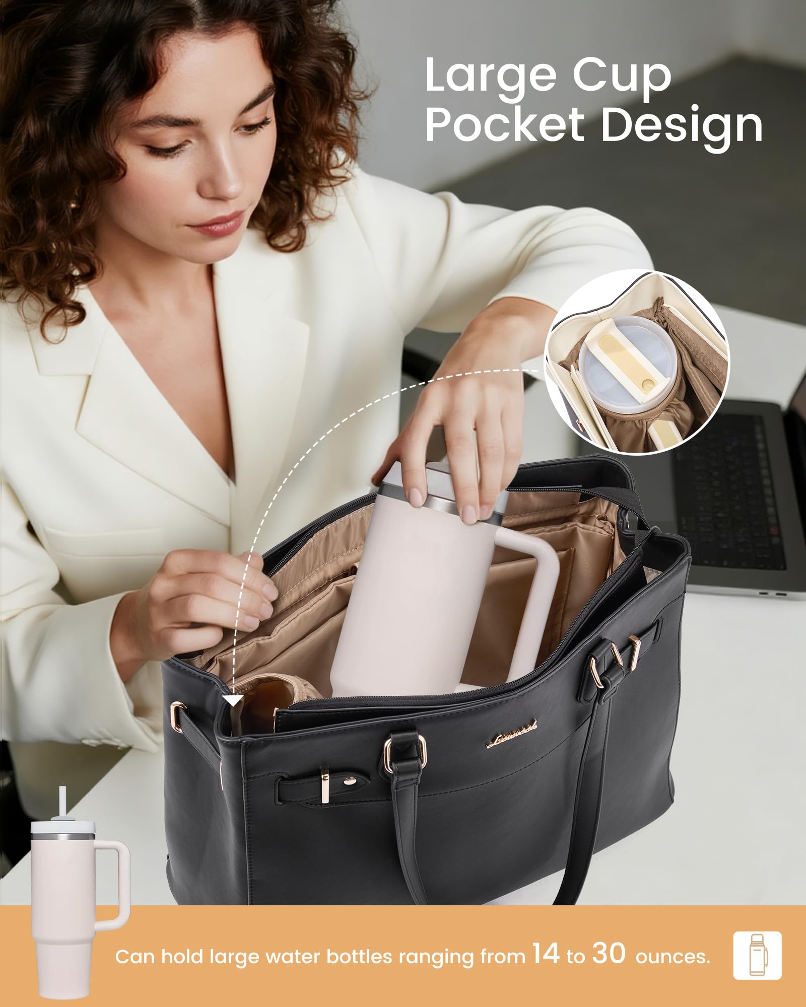 LOVEVOOK Handtasche Damen Mittelgroß, 15,6" Shopper Tasche Arbeitstasche Elegant Laptoptasche Groß, PU Leder Tote Bag Women Lehrertasche Aktentasche mit Laptopfach für Business, Schule, Büro