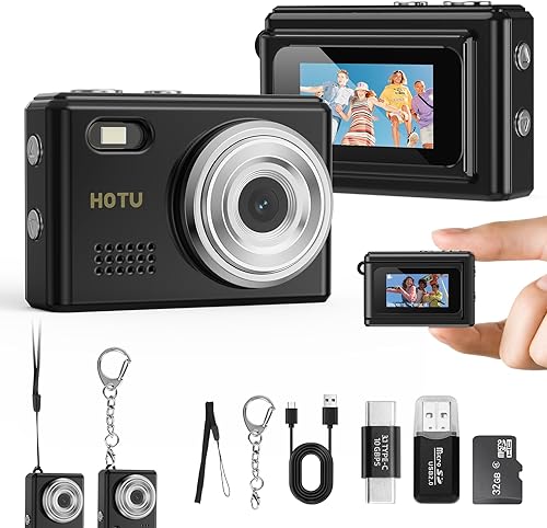 Miniatura 14 de Mini cámara digital con llavero, mini cámara Y2K de tamaño bolsillo, cámara pequeña de 2 MP 1080P con tarjeta de 32 GB, grabadora de video con