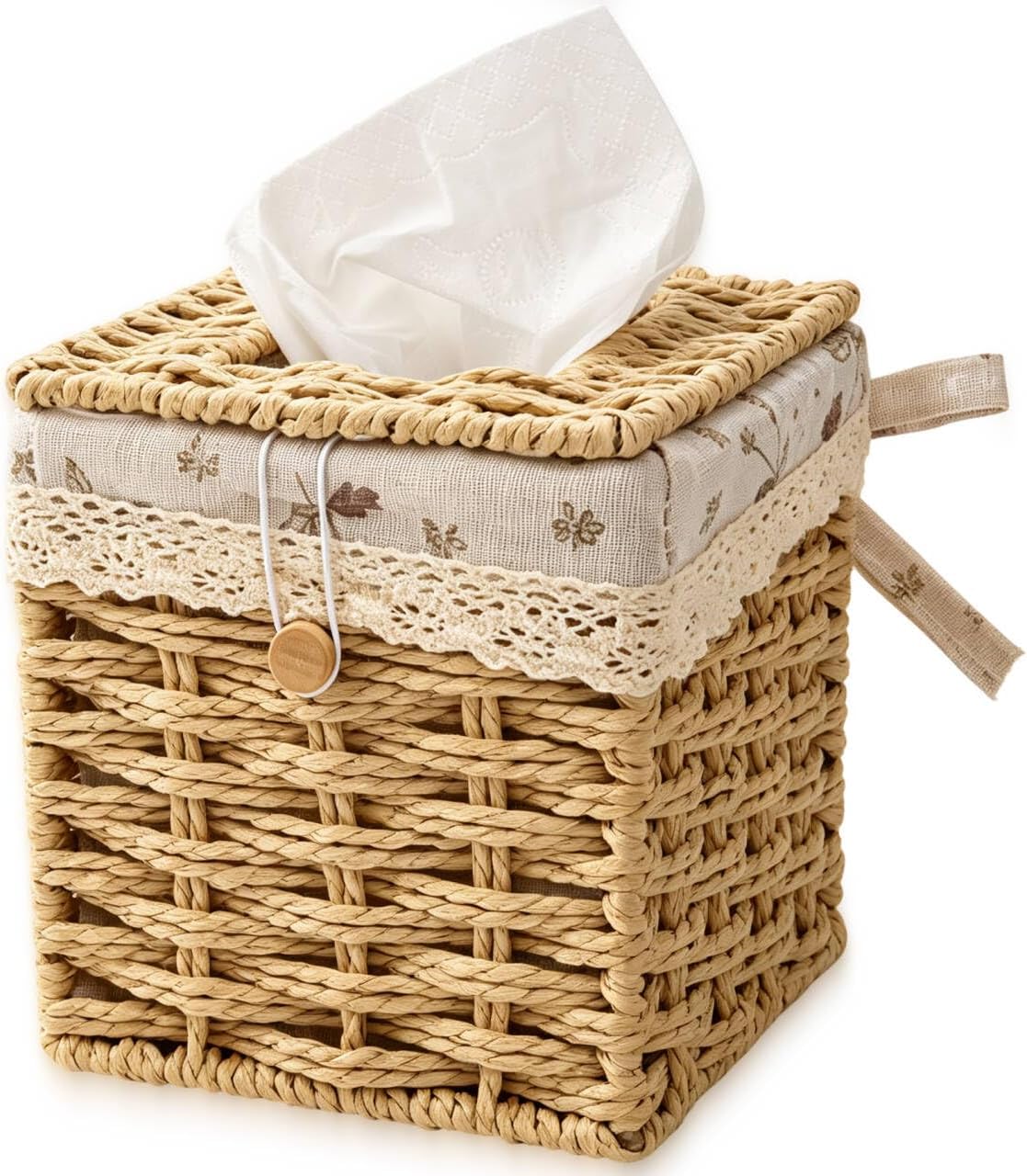 Tissue Box Cover, Square Woven Rattan Tissue Box Cover