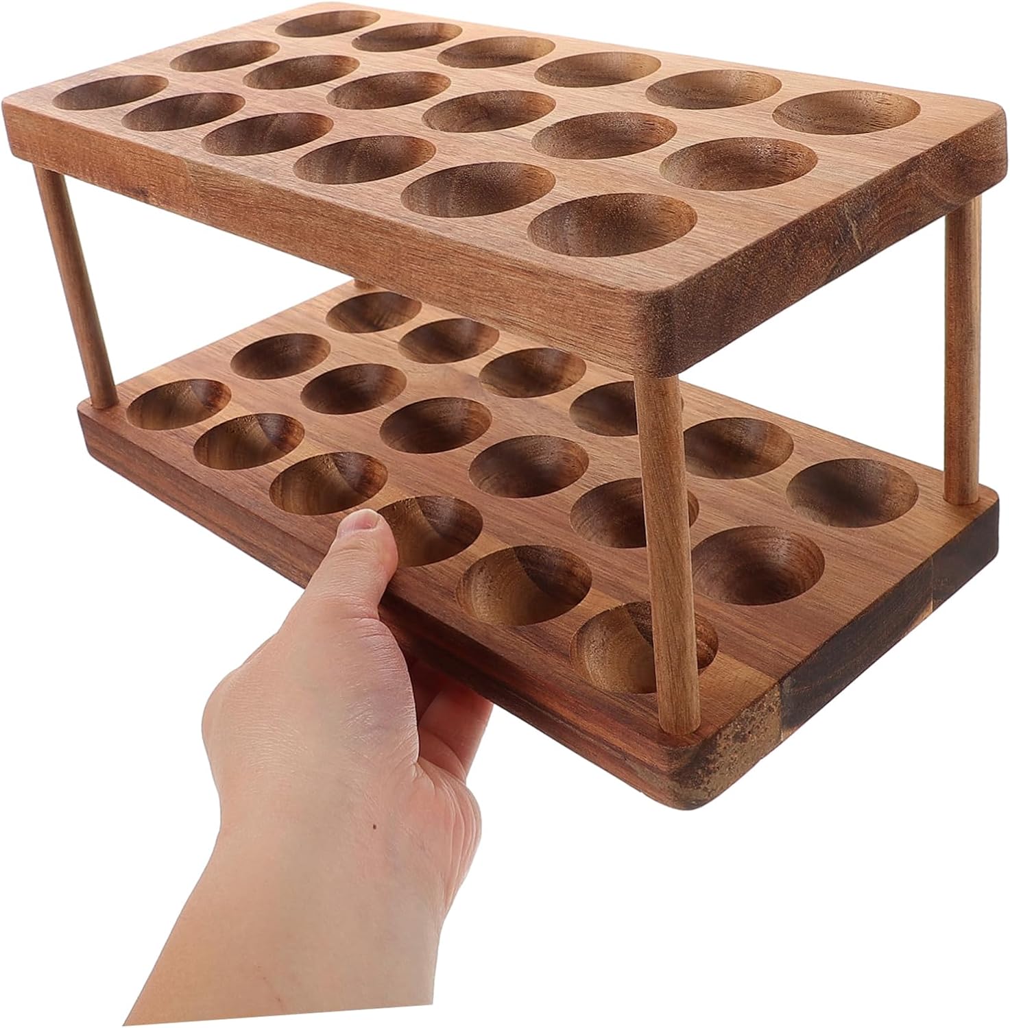Wooden Egg Tray Countertop Egg Holder for Kitchen Dining Stable Support